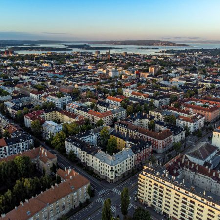 utsikt over bebyggelse i Oslo sett fra luften