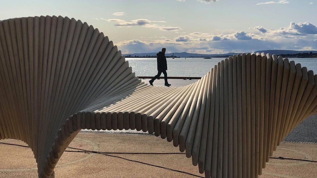 Fra oslo Havn. En skulptur langs havnepromenaden