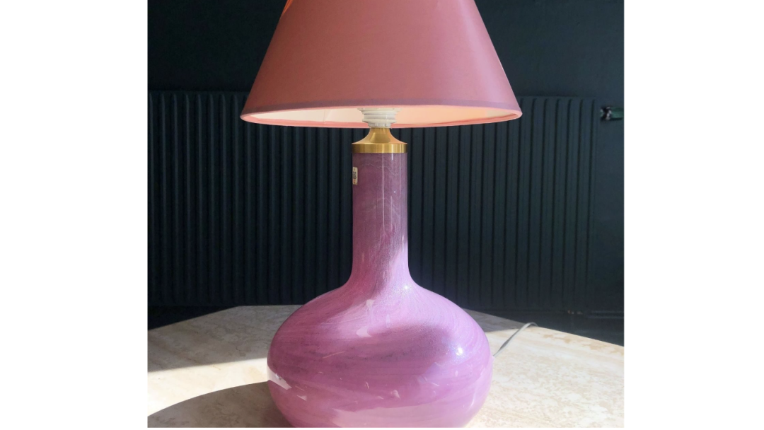 Vintage Holmegaard lampe i rosa